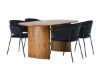 Imagine Masa de dining Isolde 140*75 - Natura / MDF Natura +Scaun de dining Selma - Negru / Catifea neagra _4