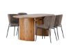 Imagine Masa de dining Isolde 140*75 - Nature / Nature MDF + Scaun de dining Modesto - Gri / Boucle negru fumat _4