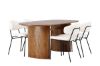 Imagine Masa de dining Isolde 140*75 - Nature / Nature MDF + Scaun de dining Chico - Negru / Alb Boucle_4