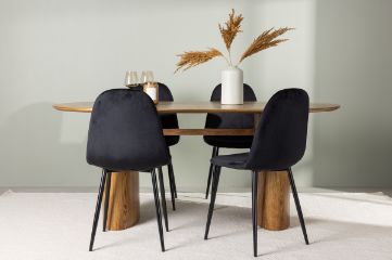 Imagine Isolde Dining Table 140*75 - Nature / Nature MDF +Polar Dining Chair - Black legs / Black Velvet _4