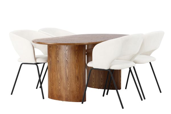 Imagine Masa de dining Isolde 140*75 - Nature / Nature MDF + Scaun de dining Day - Negru Mat / Lenjerie de pat alb _4