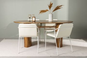 Imagine Isolde Dining Table 140*75 - Nature / Nature MDF +Tvist Dining Chair - Beige / Beige PU _4c