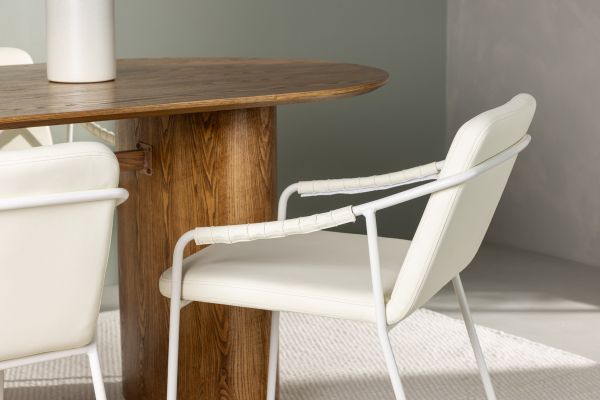 Imagine Isolde Dining Table 140*75 - Nature / Nature MDF +Tvist Dining Chair - Beige / Beige PU _4c