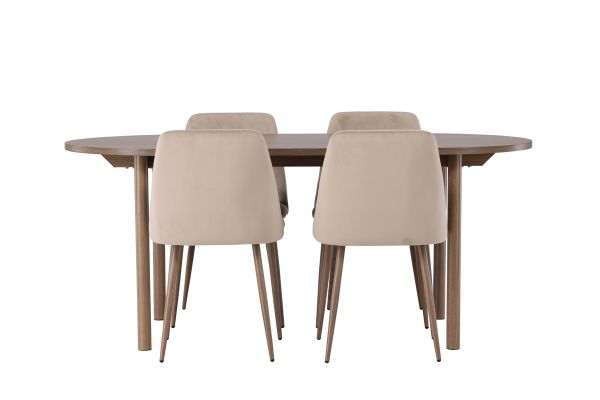 Imagine Masa de dining Andy 180*75 - Natural / MDF Natural + Scaun de dining Night - Nuc inchis / Mocca / Material maro _4