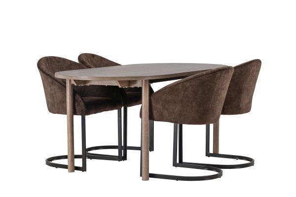 Imagine Masa de dining Andy 180 * 75 - Natural / MDF natural + Scaun de dining Evening - Maro mat / Material maro _4