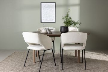 Imagine Masa de dining Andy 180*75 - Natural / MDF Natural + Scaun de dining Day - Negru mat / Lenjerie alba 4