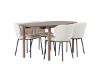 Imagine Masă de dining Andy 180*75 - Natural / MDF natural + Scaun de dining Edina - Negru / Alb Boucle _4