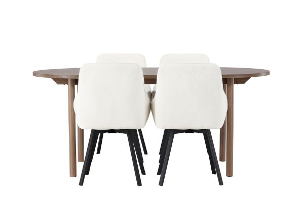 Imagine Masa de Dining Andy 180*75 - Natural / MDF Natural + Scaun de Dining Rosie - Negru / Material Bej _ 4