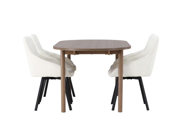 Imagine Masa de Dining Andy 180*75 - Natural / MDF Natural + Scaun de Dining Rosie - Negru / Material Bej _ 4