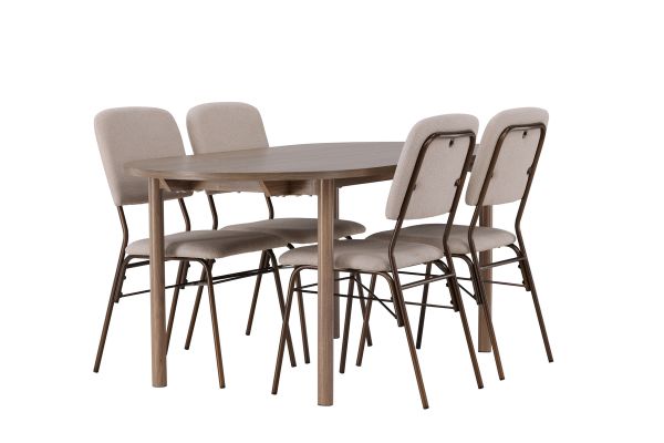 Imagine Masa de dining Andy 180*75 - Natural / MDF natural + Scaun de dining Seda - Maro mat / Stofă bej _4