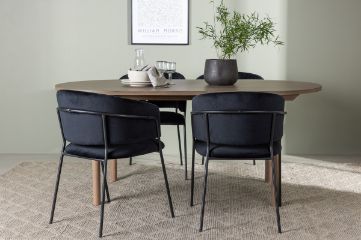 Imagine Masa de dining Andy 180*75 - Natural / MDF natural + Scaun de dining Selma - Negru / Catifea neagra _4