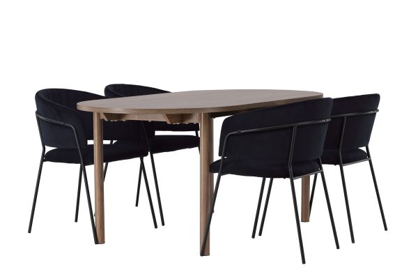 Imagine Masa de dining Andy 180*75 - Natural / MDF natural + Scaun de dining Selma - Negru / Catifea neagra _4