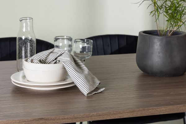 Imagine Masa de dining Andy 180*75 - Natural / MDF natural + Scaun de dining Selma - Negru / Catifea neagra _4