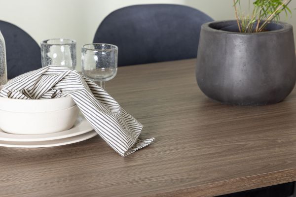 Imagine Masa de dining Andy 180*75 - Natural / MDF Natural + 4 Scaune de dining Stella - Negru / Catifea neagra