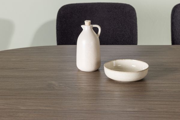 Imagine Masa de dining Andy 180*75 - Natural / MDF Natural + Scaun de dining Yesterday - Negru / Bouclé Negru _4