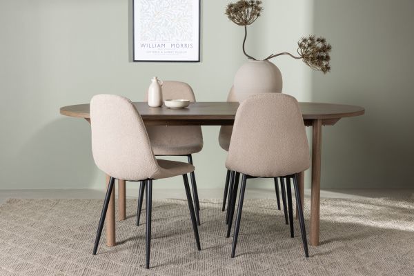 Imagine Masa de dining Andy 180*75 - Natural / MDF Natural + Scaun de dining Polar - Negru / Boucle Bej _4