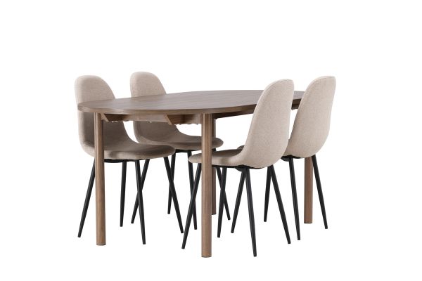 Imagine Masa de dining Andy 180*75 - Natural / MDF Natural + Scaun de dining Polar - Negru / Boucle Bej _4