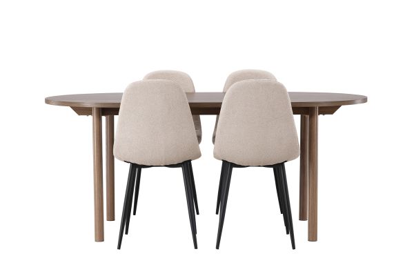 Imagine Masa de dining Andy 180*75 - Natural / MDF Natural + Scaun de dining Polar - Negru / Boucle Bej _4