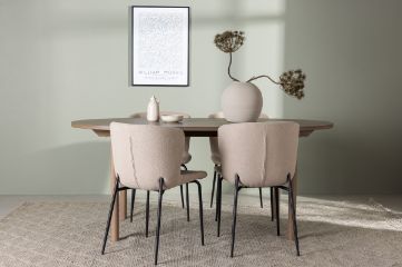 Imagine Vă rugăm să traduceți complet: Masă de dining Andy 180 * 75 - Natural / MDF natural + Scaun de dining Modesto - Bej / Boucle bej _4