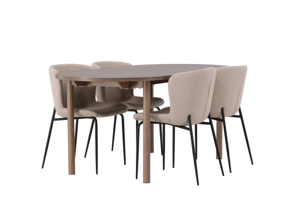 Imagine Vă rugăm să traduceți complet: Masă de dining Andy 180 * 75 - Natural / MDF natural + Scaun de dining Modesto - Bej / Boucle bej _4