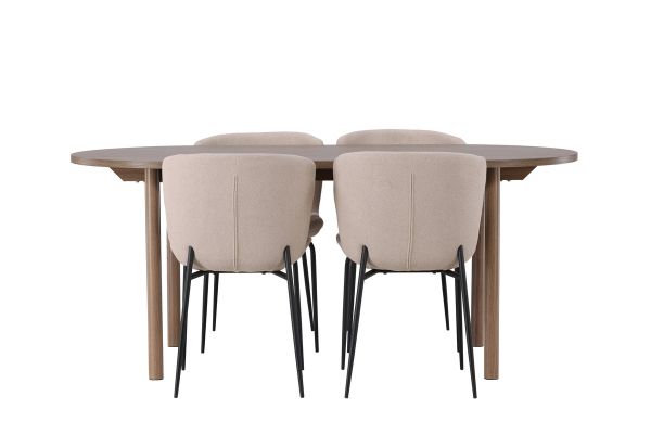 Imagine Vă rugăm să traduceți complet: Masă de dining Andy 180 * 75 - Natural / MDF natural + Scaun de dining Modesto - Bej / Boucle bej _4