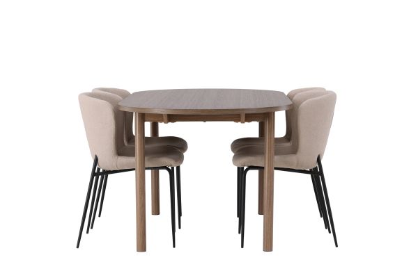 Imagine Vă rugăm să traduceți complet: Masă de dining Andy 180 * 75 - Natural / MDF natural + Scaun de dining Modesto - Bej / Boucle bej _4