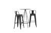 Imagine Masa de Bar bistrou φ60 - Negru / MDF cu furnir + Scaun de Bar Tempe Flat - Negru mat / Metal _2