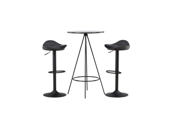 Imagine Masa de bar Bistro φ60 - Negru / MDF cu furnir + Scaun de bar Adesto - Negru / ABS mat negru _2