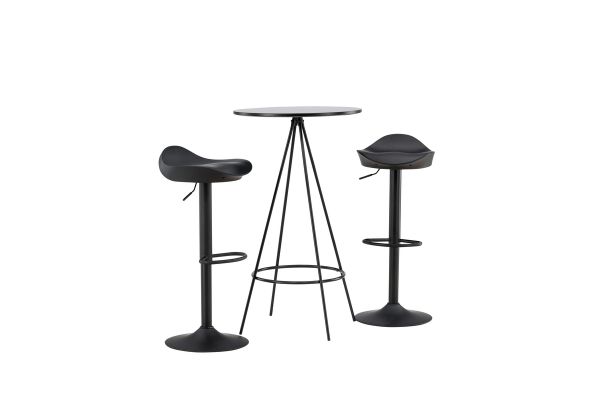 Imagine Masa de bar Bistro φ60 - Negru / MDF cu furnir + Scaun de bar Adesto - Negru / ABS mat negru _2