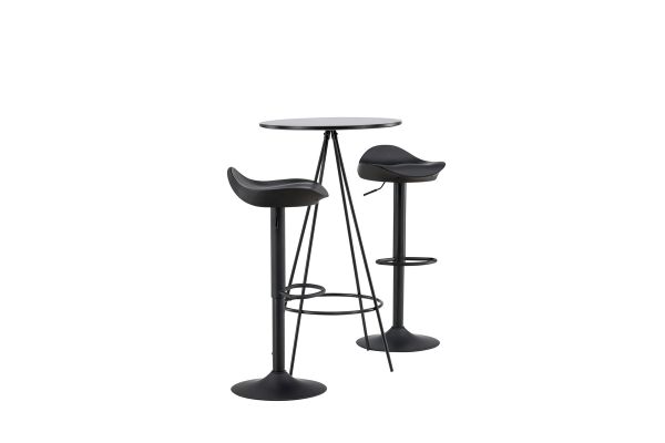 Imagine Masa de bar Bistro φ60 - Negru / MDF cu furnir + Scaun de bar Adesto - Negru / ABS mat negru _2