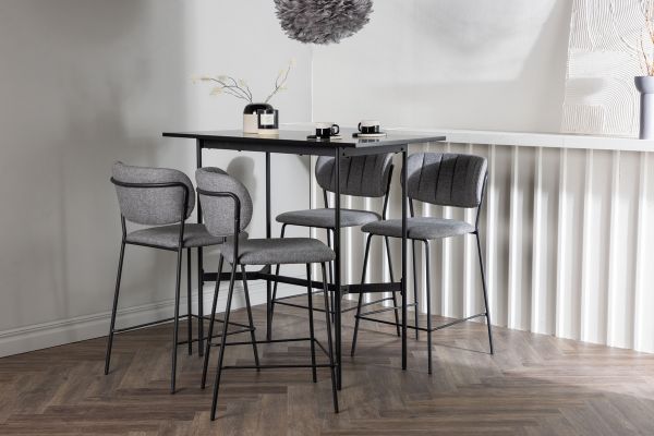 Imagine Rax Bar Table 120*60 - Black / Black MDF +Bell Bar Chair - Black / Grey Fabric _4