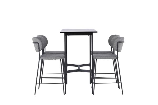 Imagine Rax Bar Table 120*60 - Black / Black MDF +Bell Bar Chair - Black / Grey Fabric _4