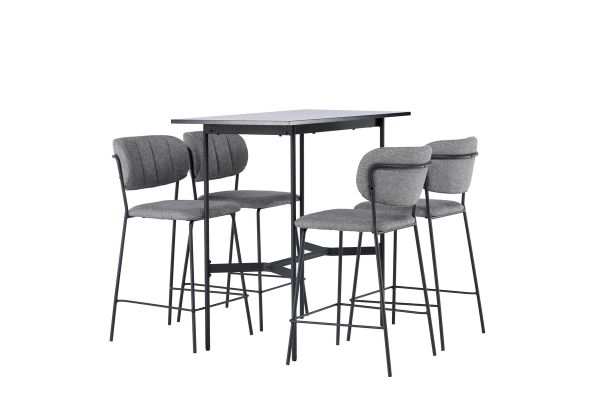 Imagine Rax Bar Table 120*60 - Black / Black MDF +Bell Bar Chair - Black / Grey Fabric _4