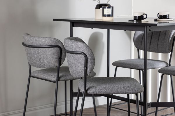 Imagine Rax Bar Table 120*60 - Black / Black MDF +Bell Bar Chair - Black / Grey Fabric _4