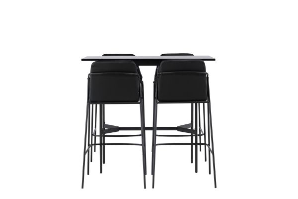 Imagine Masa de bar Rax 120*60 - Negru / MDF Negru + Scaun de bar Tvist - Negru / PU Negru