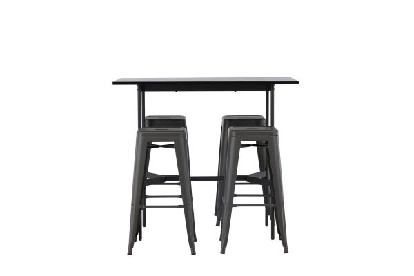 Imagine Masa de bar Rax 120*60 - Negru / MDF Negru + Scaun de bar Tempe - Gri Inchis / Metal _4