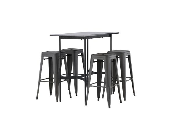 Imagine Masa de bar Rax 120*60 - Negru / MDF Negru + Scaun de bar Tempe - Gri Inchis / Metal _4