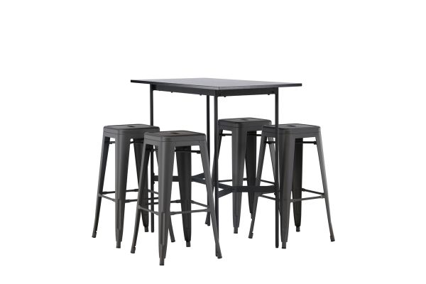 Imagine Masa de bar Rax 120*60 - Negru / MDF Negru + Scaun de bar Tempe - Gri Inchis / Metal _4