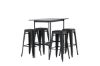 Imagine Translated text: 

"Masa de bar Rax 120*60 - Negru / MDF negru + Scaun de bar Tempe - Negru mat / Metal _4