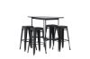 Imagine Translated text: 

"Masa de bar Rax 120*60 - Negru / MDF negru + Scaun de bar Tempe - Negru mat / Metal _4