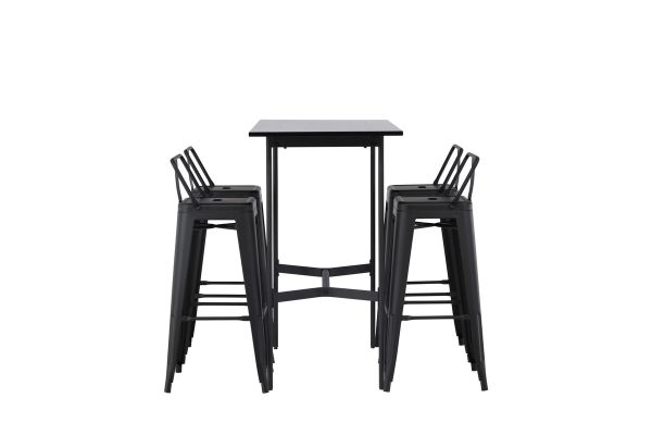 Imagine Masa de bar Rax 120*60 - Negru / MDF negru + Scaun bar Tempe Flat - Negru mat / Metal _4