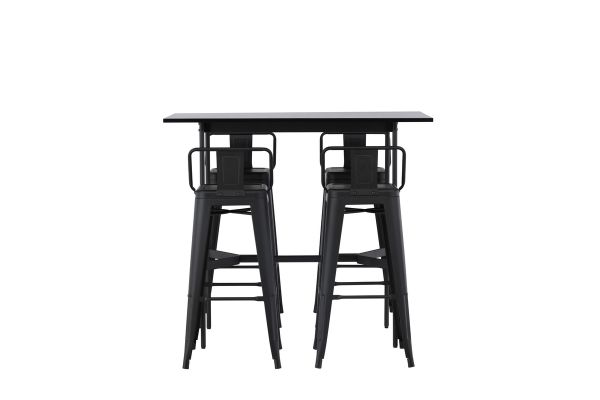 Imagine Masa de bar Rax 120*60 - Negru / MDF negru + Scaun bar Tempe Flat - Negru mat / Metal _4