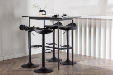 Imagine Masa de bar Rax 120*60 - Negru / MDF negru + Scaun de bar Adesto - Negru / ABS mat negru