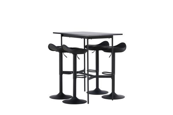 Imagine Masa de bar Rax 120*60 - Negru / MDF negru + Scaun de bar Adesto - Negru / ABS mat negru