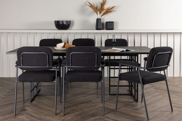 Imagine Ystad Dining Table - Black / Black Oak Veneer +Yesterday Dining Chair - Black / Black Boucle _6