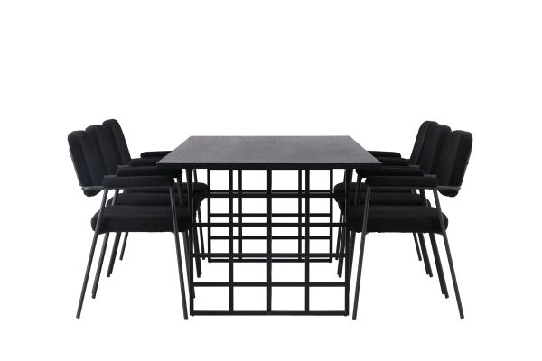 Imagine Ystad Dining Table - Black / Black Oak Veneer +Yesterday Dining Chair - Black / Black Boucle _6