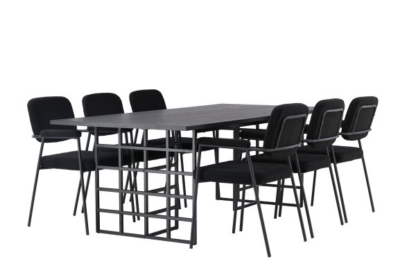 Imagine Ystad Dining Table - Black / Black Oak Veneer +Yesterday Dining Chair - Black / Black Boucle _6