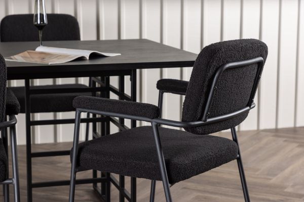 Imagine Ystad Dining Table - Black / Black Oak Veneer +Yesterday Dining Chair - Black / Black Boucle _6