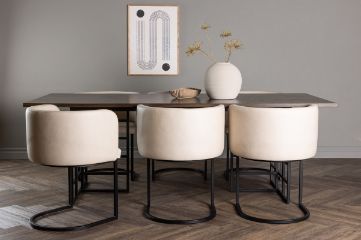 Imagine Masa de dining Ystad - Negru / Furnir de stejar Mocca + Scaun de dining Simrishamn - Negru / Bej TC-material_6