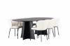 Imagine Masa de dining ovala Bootcut - Negru / Faner negru + Scaun de dining Edina - Negru / Boucle alb _6